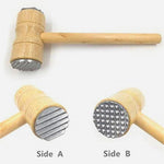 Bamboo Wooden Stainless Steel Meat Tenderizer With Teeth End / Steak Pointed Wooden Hammer