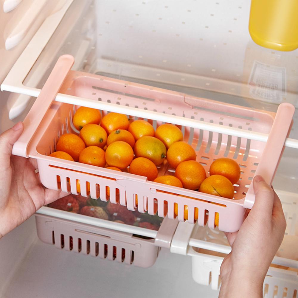 Adjustable Fridge Storage Basket Food Organizer