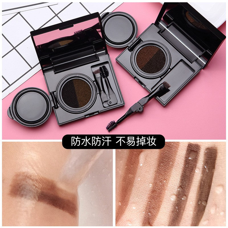 GECOMO Double Color Air Cushion Eyebrow Makeup Dye Palette With Eyebrow Brush