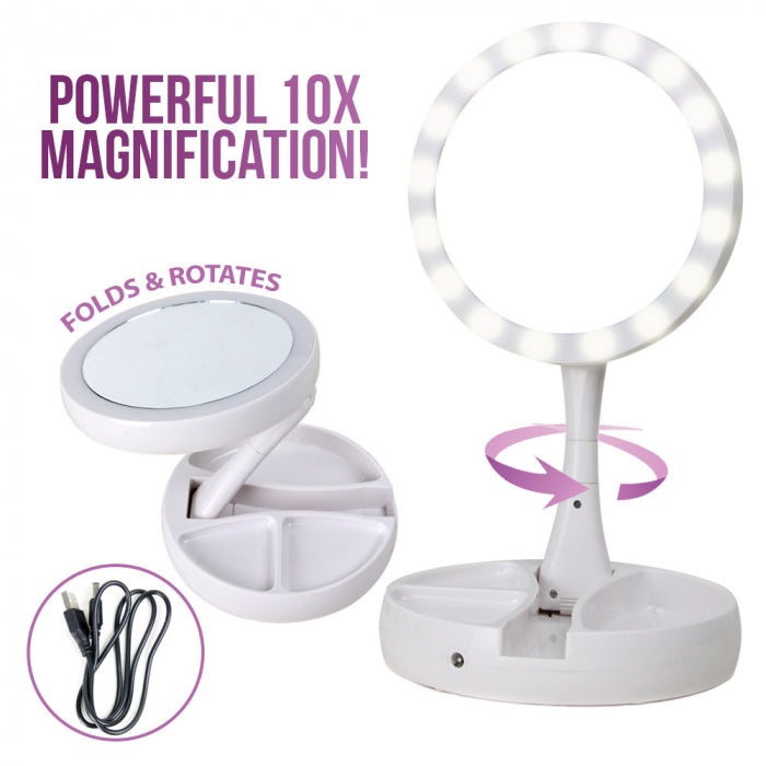 My Fold Away LED Makeup Mirror Double - sided Rotation