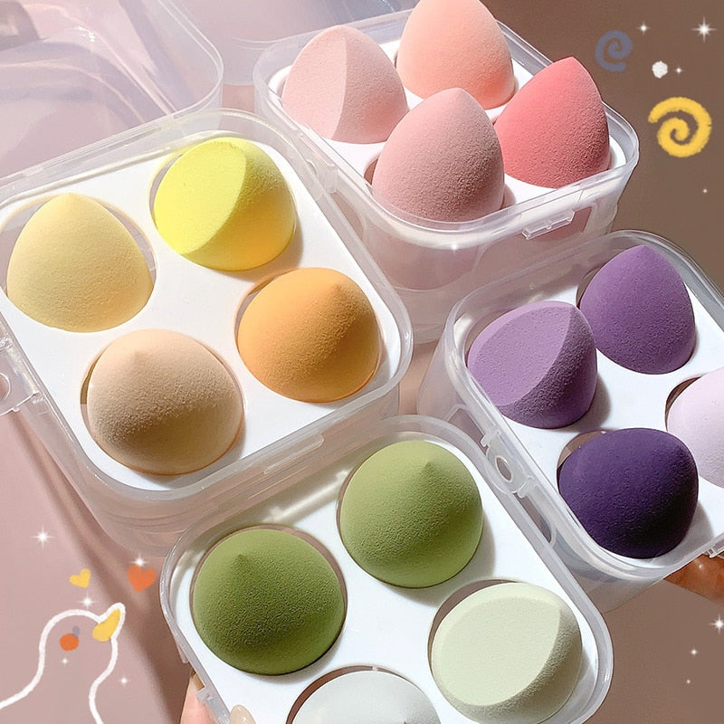 4pcs Makeup Sponge with Storage Box