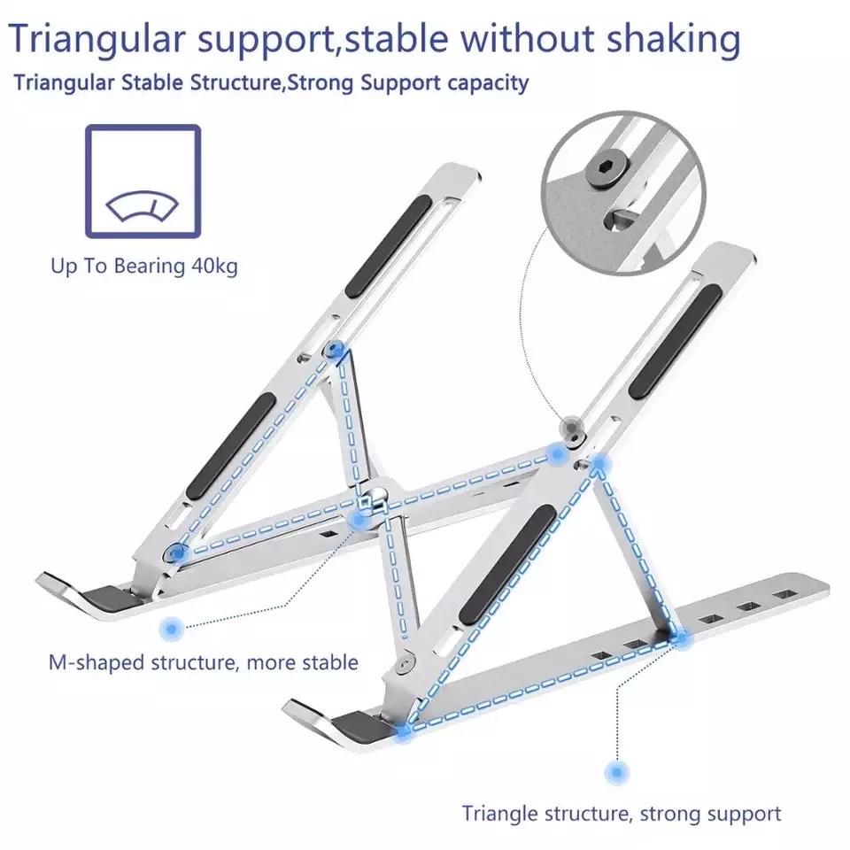 Adjustable Laptop Stand, Steel and Plastic Laptop Holder, 6 Levels Height Adjustment Laptop Holder