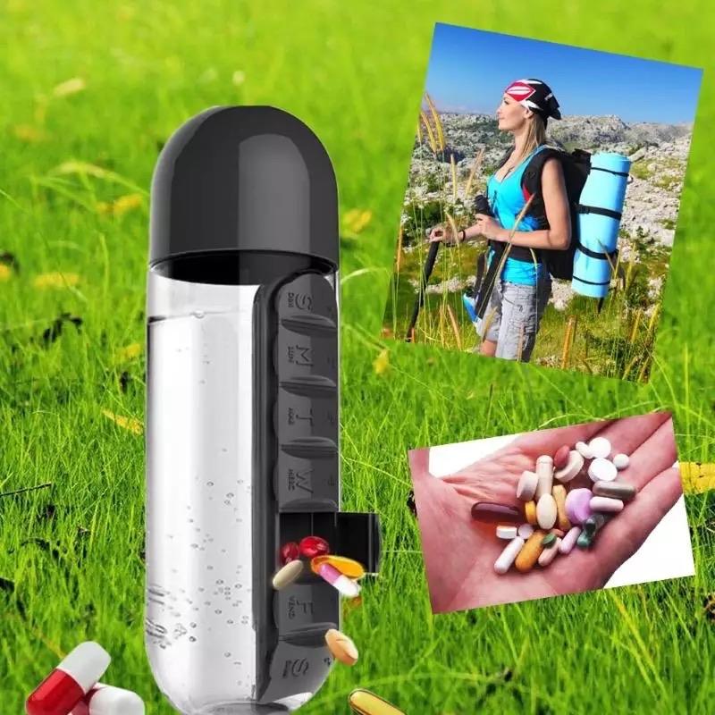 Pill Box Travel Water Bottle