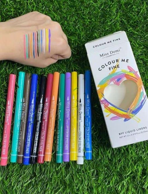 12PCS Miss Demi Matte Color Eyeliner & Mini Lipsticks by HengFang Nude Edition (Pack of 6Pcs)